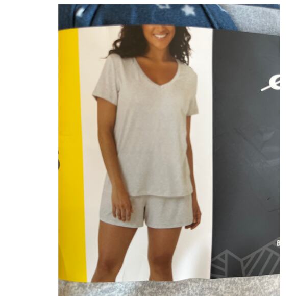 NEW Eddie Bauer 4 Piece Women's Sleep Set Small Tank Tee Shorts Pants Blue Grey - Picture 3 of 4